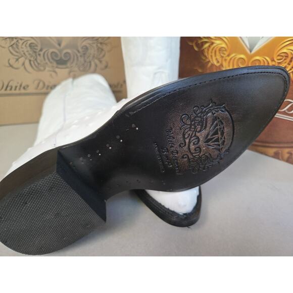 Men’s Genuine Leather Exotic Ostrich Print J-Toe Cowboy Western Boots - White